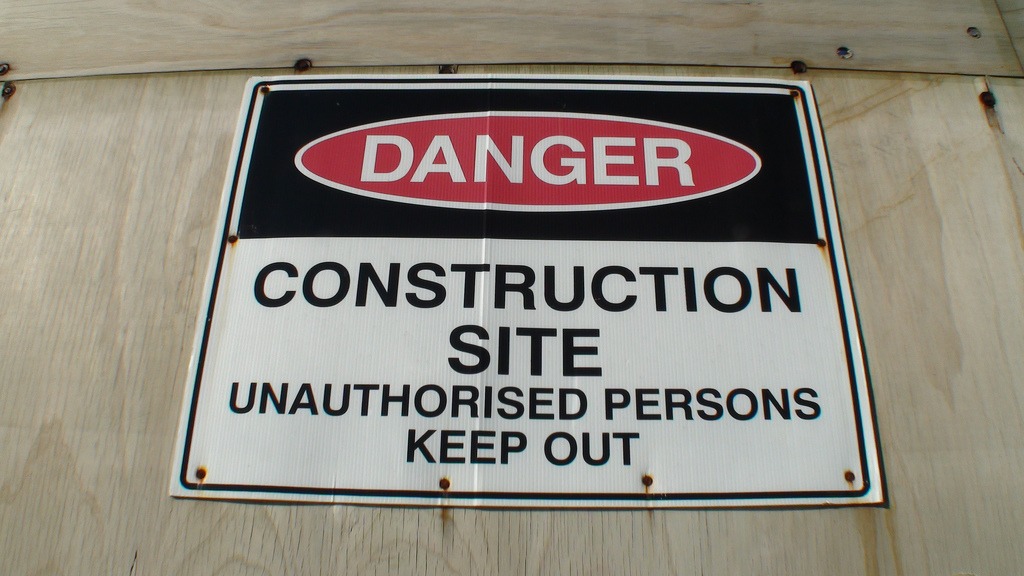 DANGER Construction site unauthorized persons keep out